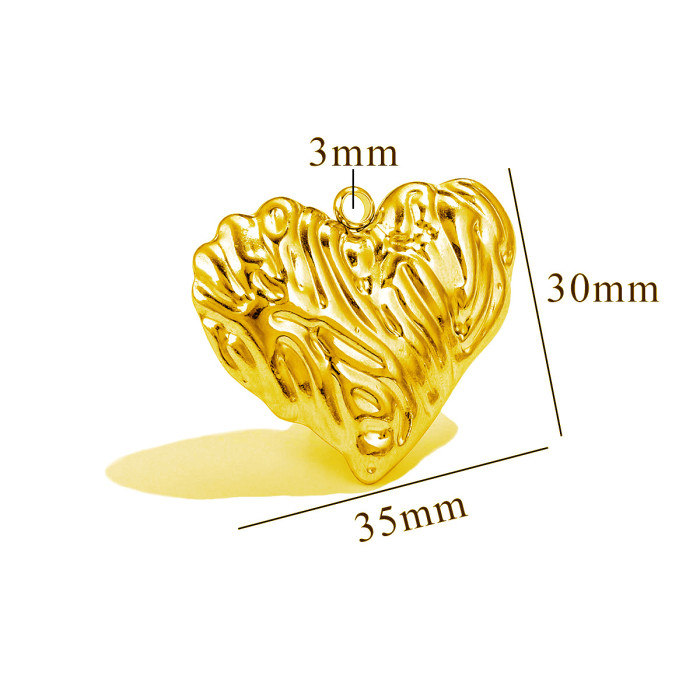 Stainless Steel Pendants Heart Texture 3D Metal Charms 18K Gold Plated for Necklace Jewelry Making Findings