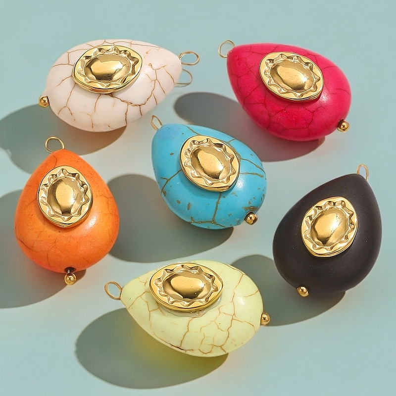 Vintage Stainless Steel Charms Multicolor Drop Star Gemstone Pendant DIY Necklace for Women Men Jewelry Findings2