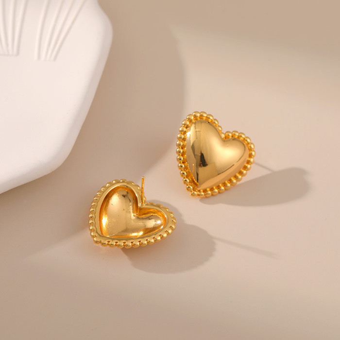Copper Plated 18K Gold Europe and the United States Unique Personality Hollow Heart Earrings Women Popular Jewelry Bi...