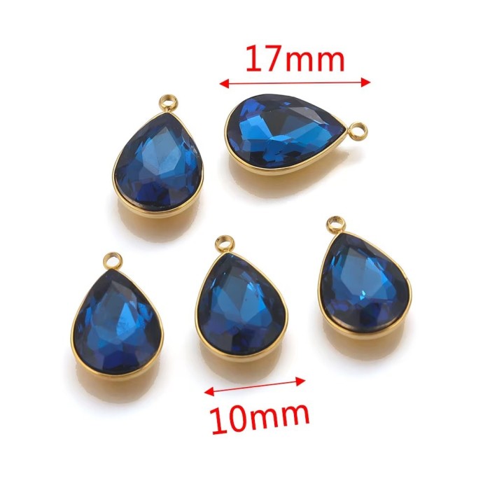 Heart Waterdrop Shape Crystal Charms Stainless Steel Geometry Multicolor Rhinestone Pendants for Handmade Jewelry Making