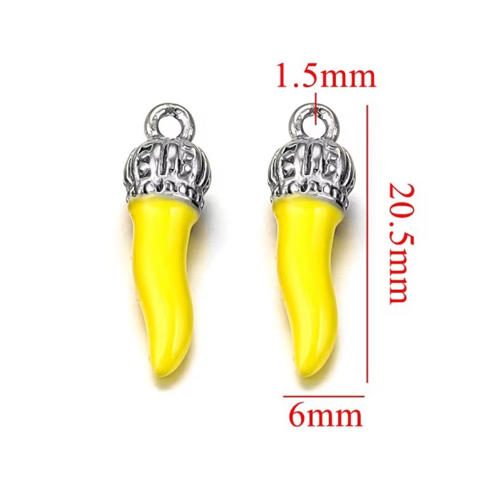 Stainless Steel Gold Plated Pepper Charm Enamel Cute Pendant DIY Earrings Necklace Jewelry Making Accessories Wholesale