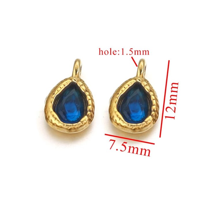 Stainless Steel Teardrop Charms Inlaid with Crystals Gold Plated DIY Bracelet Earrings Jewelry Making Accessories Mat...