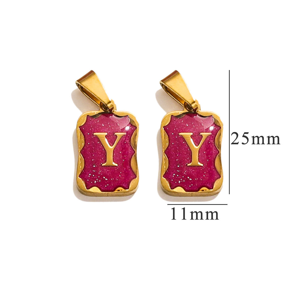New Pattern Fashion Stainless Steel 18k Gold Plated Pendant Purple Geometric 26 Letter Pendant for Women Gift