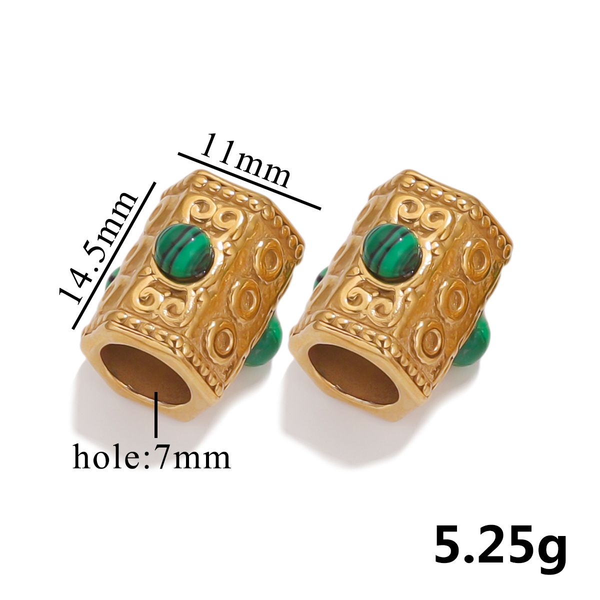 Stainless Steel Natural Stone Bead Large Hole Spacer Beads Charms for DIY Bracelets Pendants Jewelry Making Wholesale