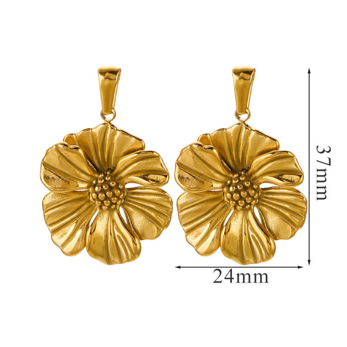 Stainless Steel Pendants Base Gold Plated Vintage Flowers DIY Women Jewelry Necklaces Bracelet Craft Making Accessories