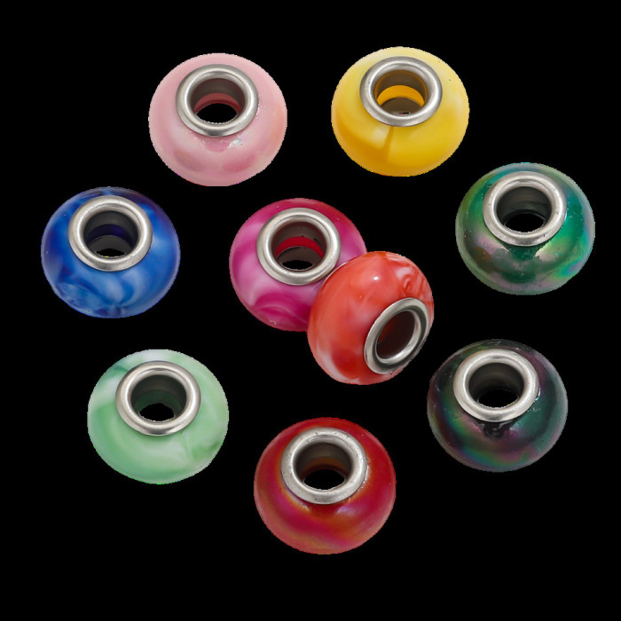 Big Hole Acrylic Beads Oblate Circle Spacer Loose Beads for DIY Jewelry Making Bracelet Necklace Pendant