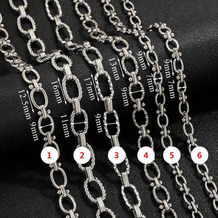 New High Quality Stainless Steel Thick Chain Multi-style Egg Buckle Barbell Do Not Fade Personality Punk DIY Bracelet Necklace