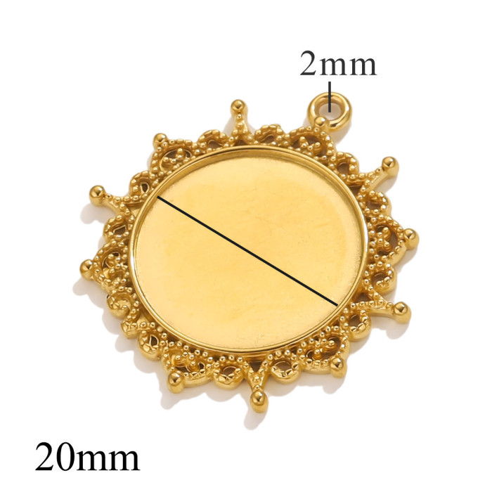 Gold Love Heart Stainless Steel Round Pendant Charm Simple DIY Earring Necklace Jewelry Accessories Manufacturing Sup...