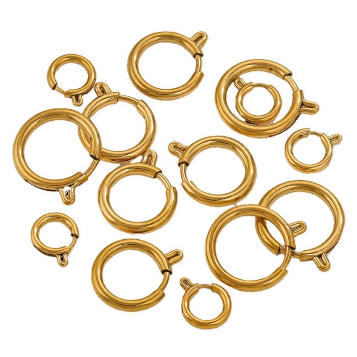 Stainless Steel Spring Clasp Round Keychain Clips Hook Buckles Connector for Bracelet Necklace DIY Jewelry Making Supplies