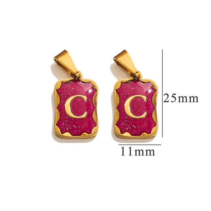 New Pattern Fashion Stainless Steel 18K Gold Plated Pendant Purple Geometric 26 Letter Pendant for Women Gift, Necklaces