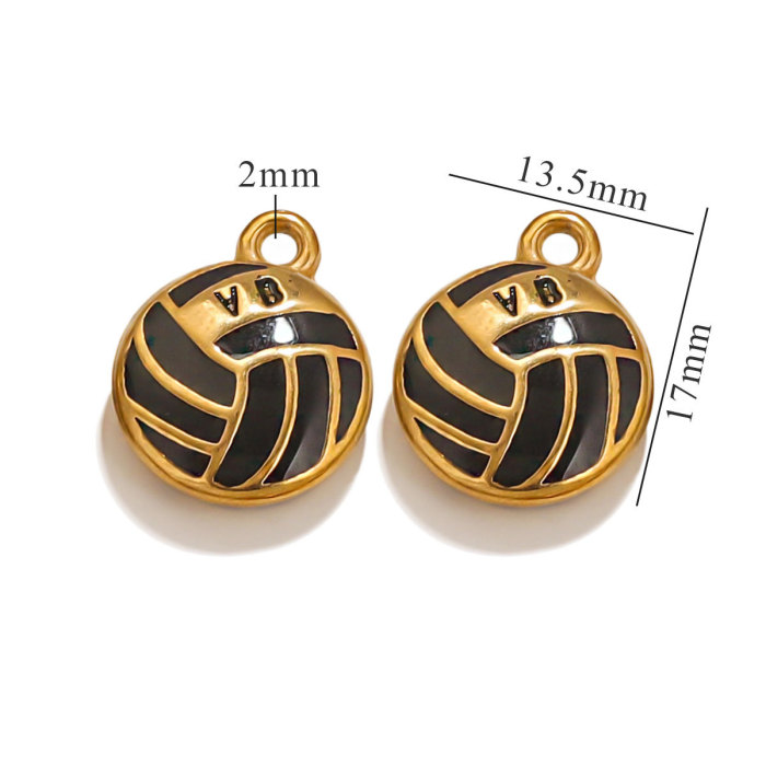 Enamel Round Ball Soccer Charm Sports Pendant Fit Bracelet Necklaces DIY Handmade Jewelry Finding Stainless Steel Accessory