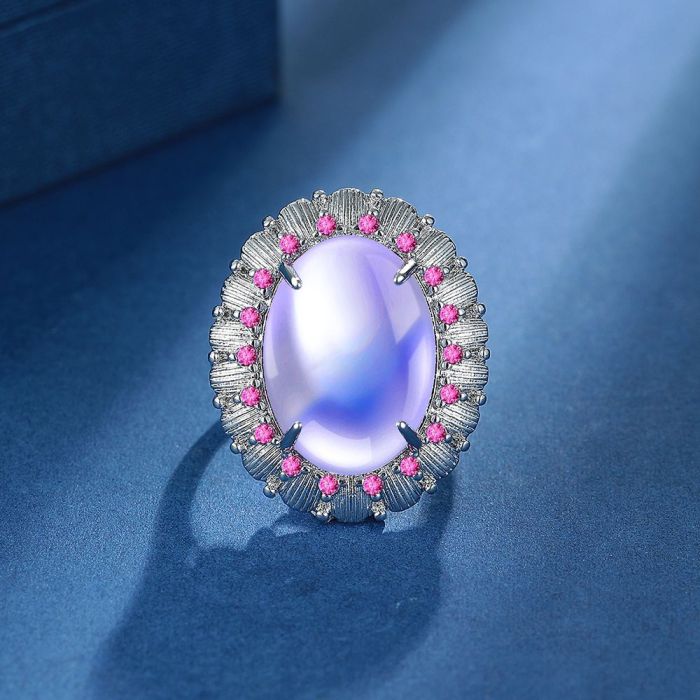 Round Adjustable Rings Natural Stone Opal Malachite Finger Ring Women Fashion Jewelry
