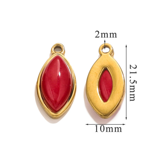 Natural Stone Turquoise Eye DIY Charms Stainless Steel Green Waterdrop Necklace Pendants Women Crystal Jewery