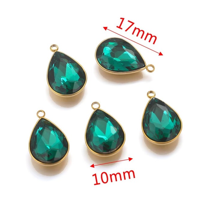 Heart Waterdrop Shape Crystal Charms Stainless Steel Geometry Multicolor Rhinestone Pendants for Handmade Jewelry Making