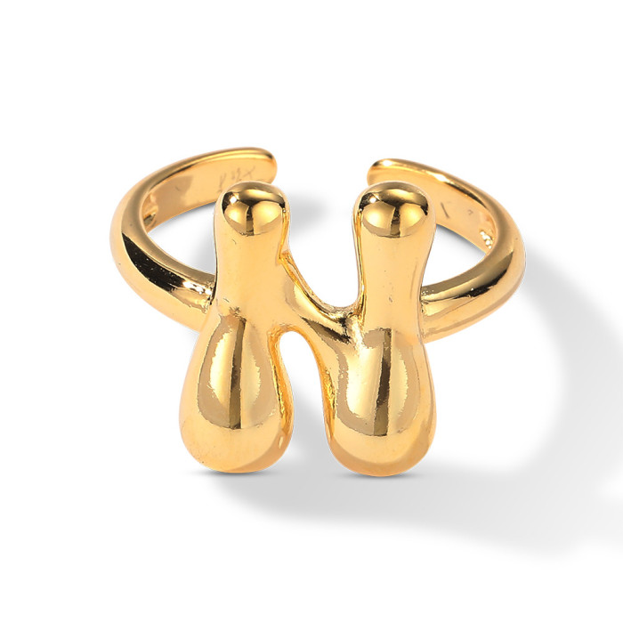 26 English Letter Open Finger Rings A-Z Initials Name Alphabet Female Creative Ring Fashion Wedding Party Jewelry Gifts