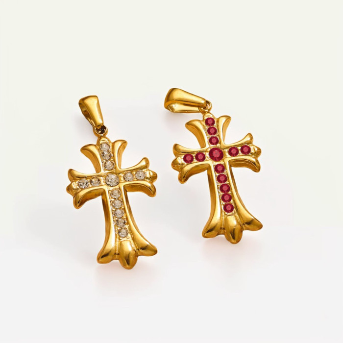 18K Gold Plated Handmade Copper Catholic Christian Crosses Charms For DIY Religious Talisman Pendant Jewelry Making