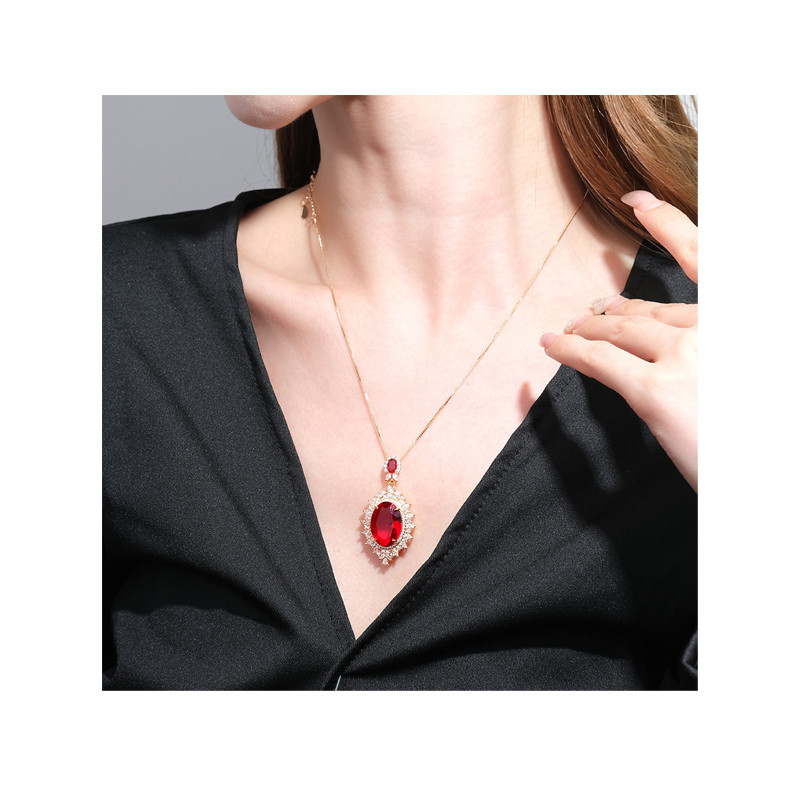 Exquisite Necklace for Women Elegant Colorful Water Drop Shaped Zircon Pendant Fashion Party Jewelry Gift
