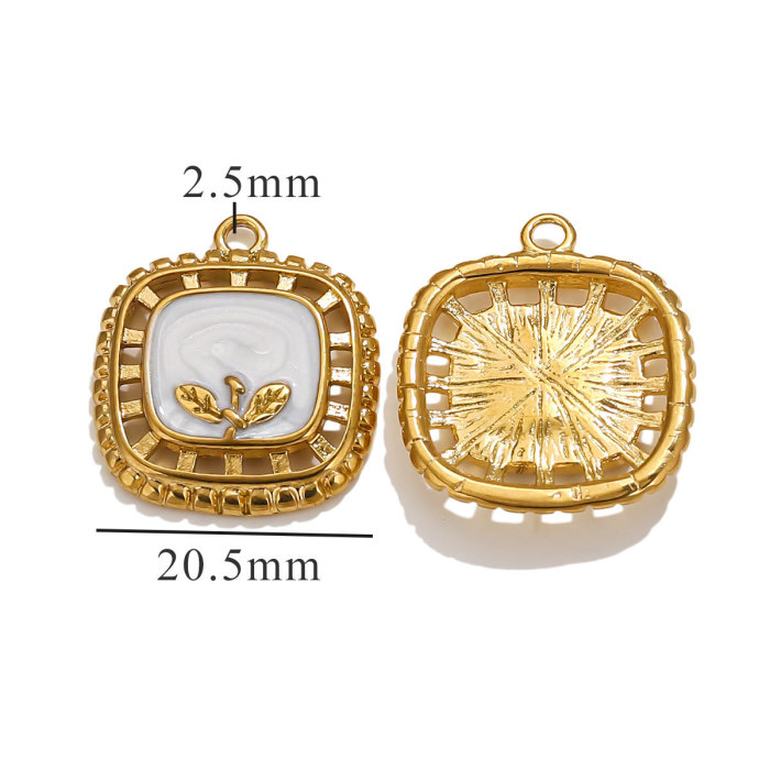Spring Stainless Steel Enamel Oval Square Pendant DIY Women's Gold Necklace Bracelet Jewelry Making Accessories