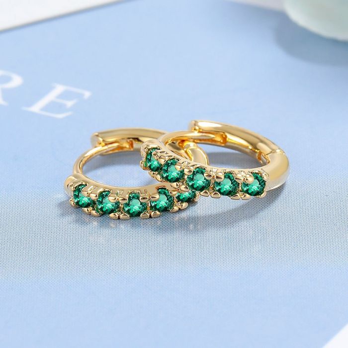 Classic Green Round Hoop Earrings for Women Gemstones Statement Earrings Jewelry