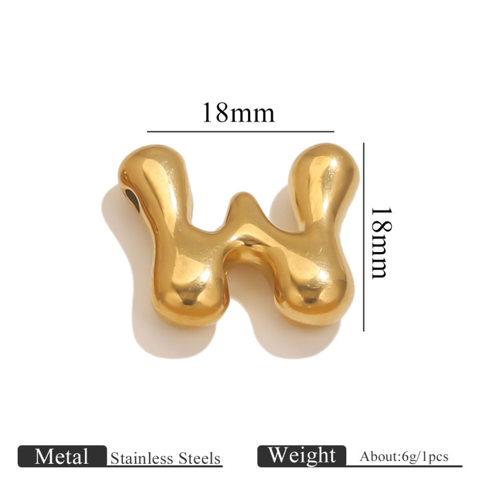 Polished Bubble Letter Pendant for Necklaces Initial Name Custom Necklace Gold Plated Jewelry Making Supplies