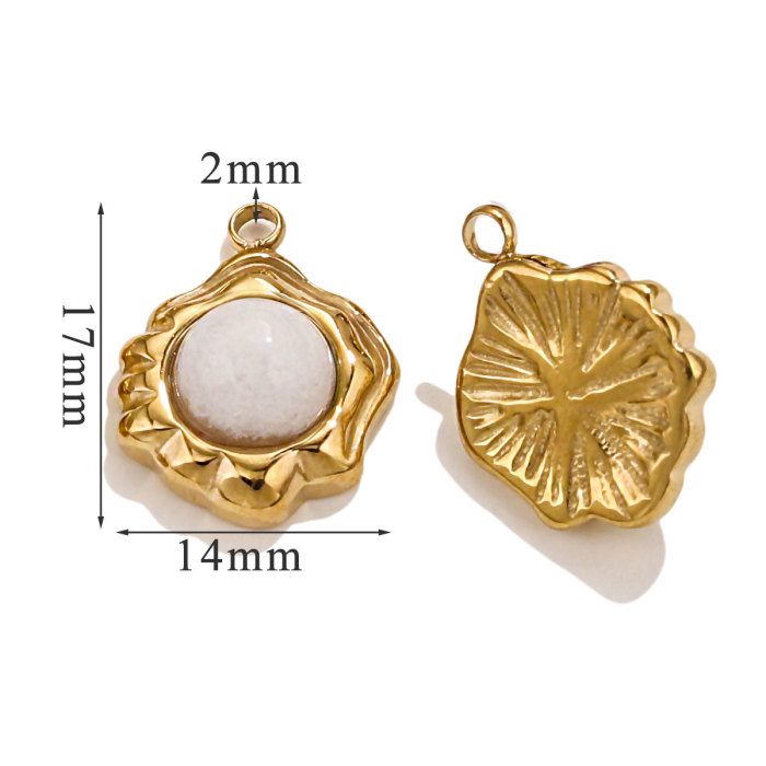 French Antique Tiger Eye Natural Stone Stainless Steel Diy Charms Women White Jade Necklace Pendant Wholesale Jewelry