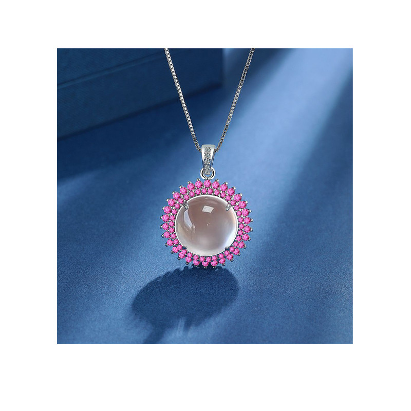 Red Zircon Round White Crystal Women's Jewelry Necklace Simple Light Luxury Designer Women's Jewelry