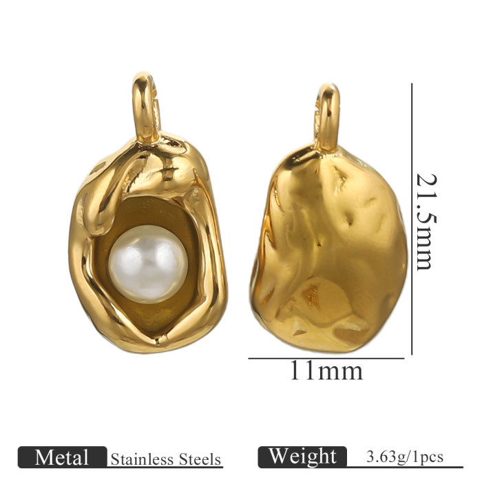 Stainless Steel Geometric Imitation Pearl DIY Pendant Fashion Charm Jewelry Accessories Manufacturer Direct Sales