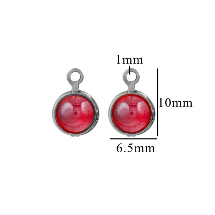 Stainless Steel Pink Quartz Round Shape Pendant Charms for DIY Handmade Earrings Necklace Bracelet Jewelry Making Supplies
