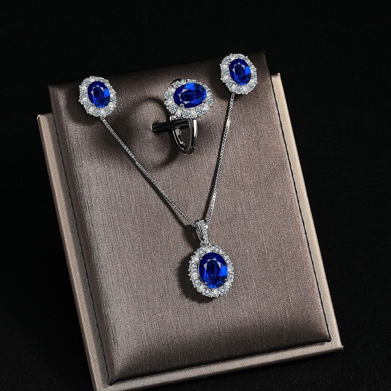 High Quality Gem Necklace Earring Ring Chain Fashion Jewelry for Women Wedding Birthday Gift