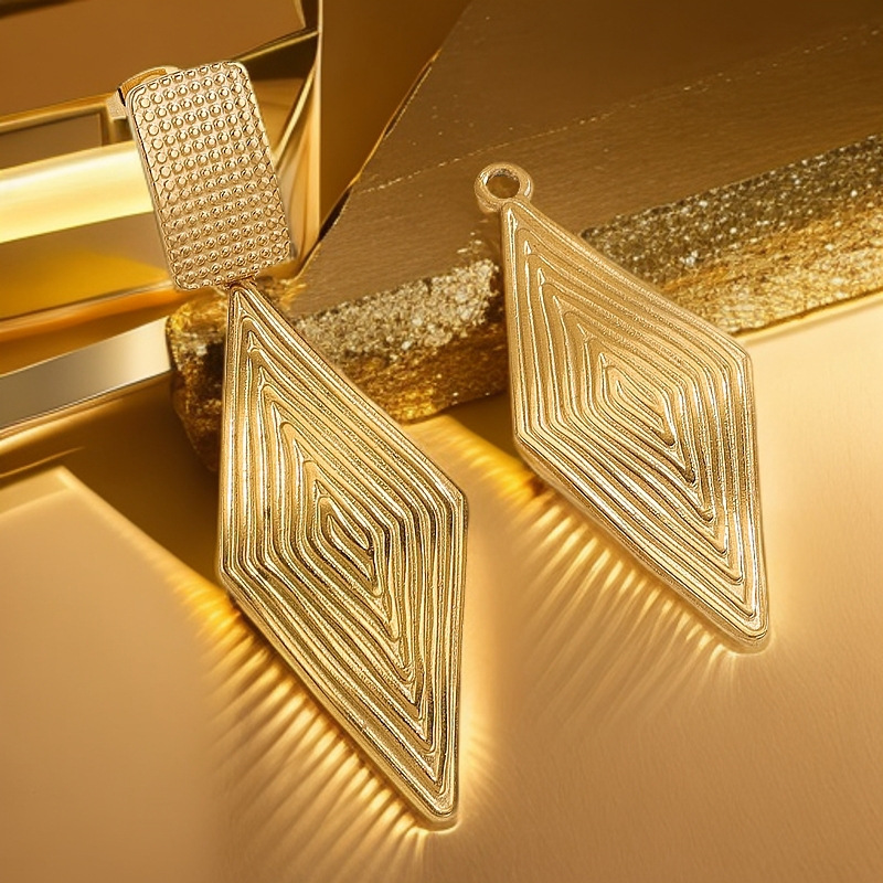 Stainless Steel Gold Plated PVD Rhombus Oval Charm Connector for DIY Necklace Jewelry Making Supplies Accessories Wholesale