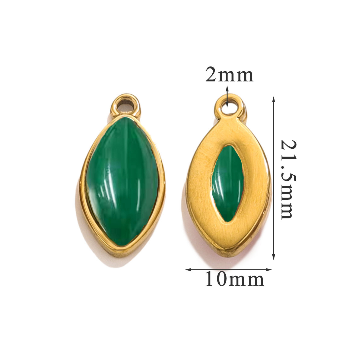 Natural Stone Turquoise Eye DIY Charms Stainless Steel Green Waterdrop Necklace Pendants Women Crystal Jewery