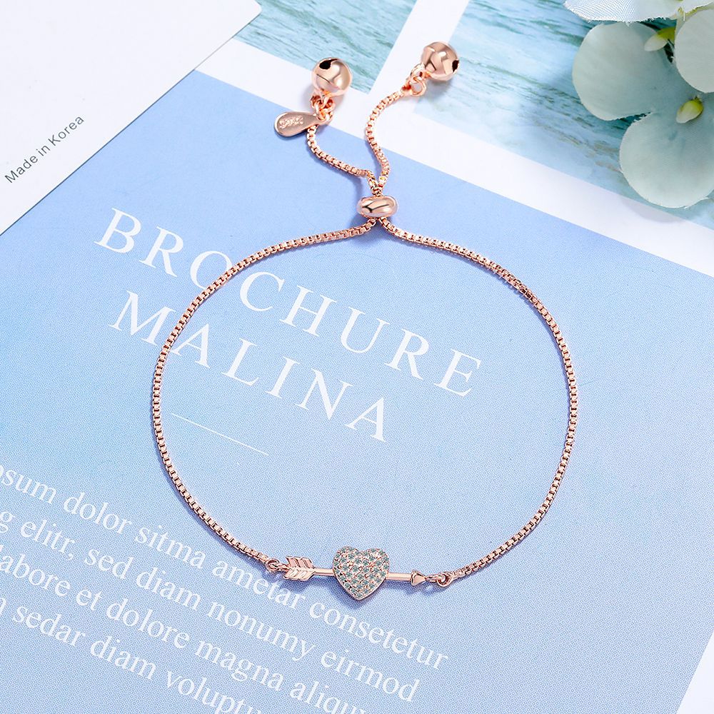 Cupid’s Arrow Romantic Heart Bracelet for Women Wedding Valentine’s Day Fine Jewelry