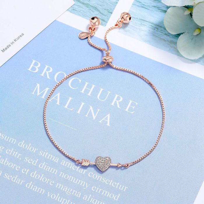 Cupid's Arrow Romantic Heart Bracelet for Women Wedding Valentine's Day Fine Jewelry