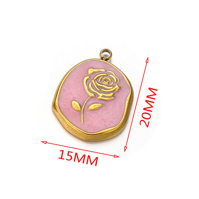 Stainless Steel Enamel Waterproof Rose Flower Charms for Bracelet DIY Earrings Jewelry Making Pendant Supplies