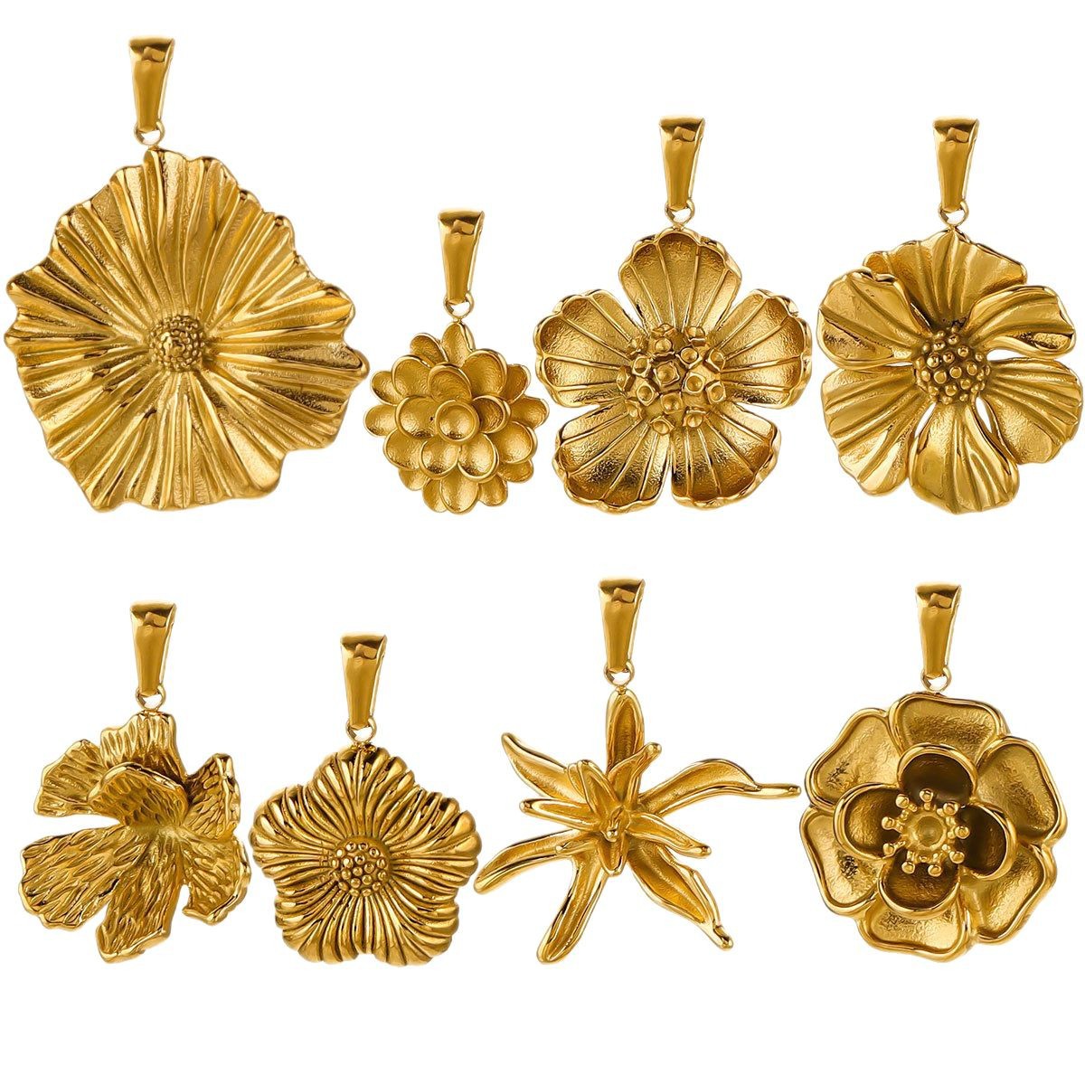 Stainless Steel Pendants Base Gold Plated Vintage Flowers DIY Women Jewelry Necklaces Bracelet Craft Making Accessories