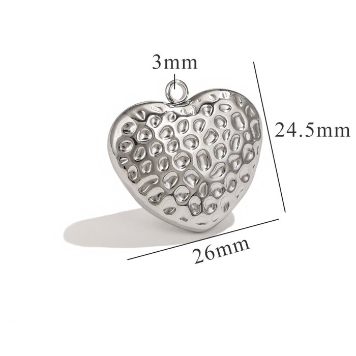 Stainless Steel Pendants Heart Texture 3D Metal Charms 18K Gold Plated for Necklace Jewelry Making Findings