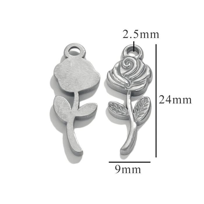 Gold Stainless Steel Sunflower Rose Flower Necklace Pendant DIY Jewelry Manufacturing Fashion Accessories Wholesale