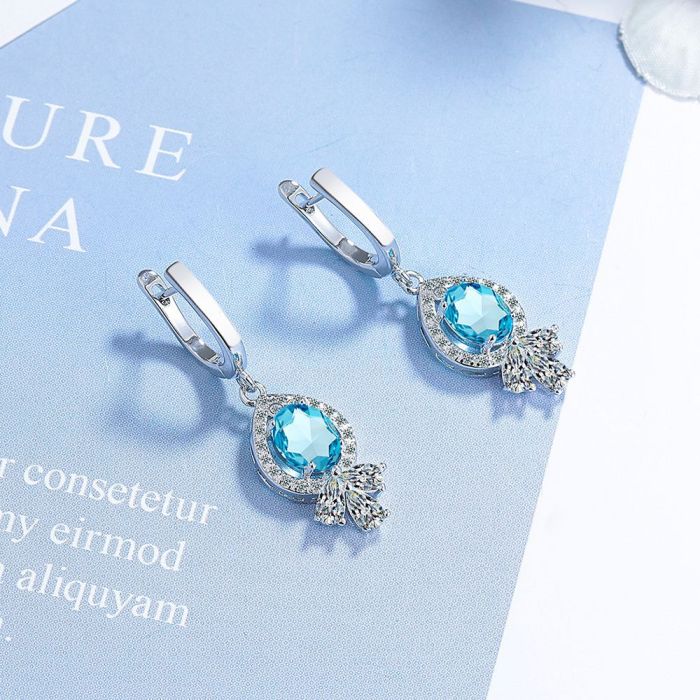 Oval Pear Drop Earrings for Women Fashion Statement Green Gemstone Jewelry