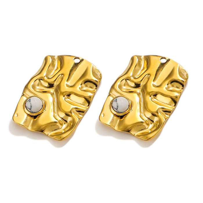 Bohemian Twisted Square Stainless Steel PVD Gold Plated Natural Stone Charms Pendants DIY Earring Necklaces Jewelry Making