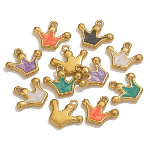 Enamel Small Crown Charms Pendant Stainless Steel DIY Jewelry Making Accessories Findings for Bracelet Earrings