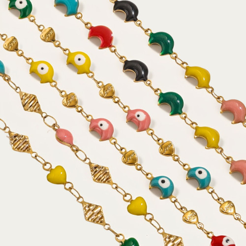 1 M Stainless Steel Enamel Evil Turkish Eye Bracelet Jewelry Accessories Ladies Gold-plated Anklet Necklace Jewelry
