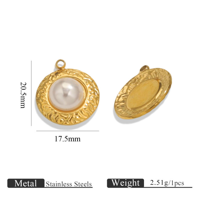 Stainless Steel Heart Sun Charms Imitation Pearl Pendants for DIY Delicate Necklace Accessories Jewelry Making Wholesale