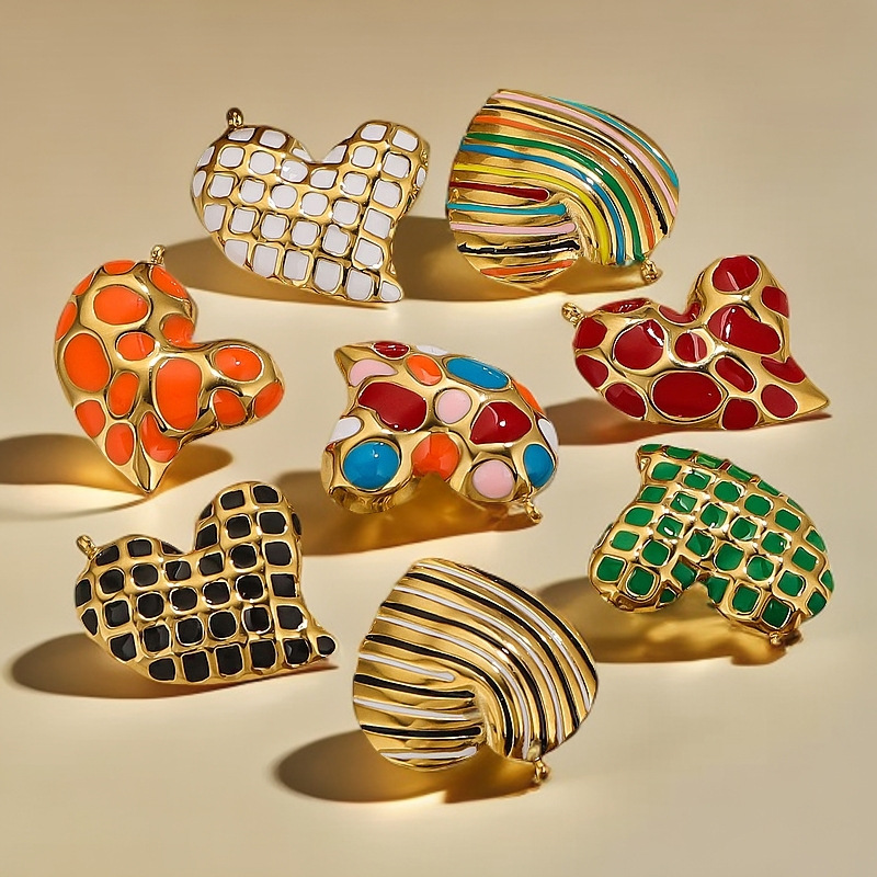 New 18K Gold Plated Stainless Steel Leopard Drip Heart Charms for DIY Pendant Necklace Jewelry Findings Accessories3