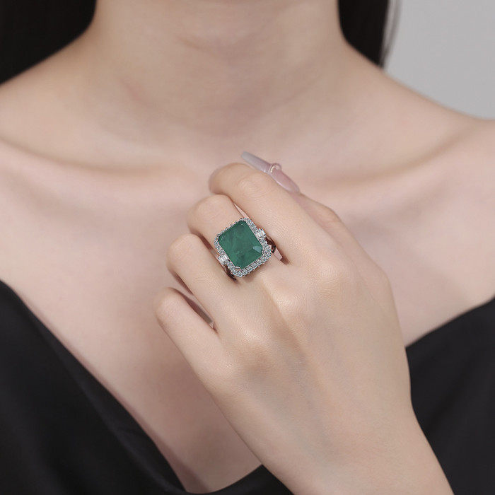 Green Zircon Ring for Women High Quality Party Jewelry Engagement Ring Anniversary Gift Jewelry for Women