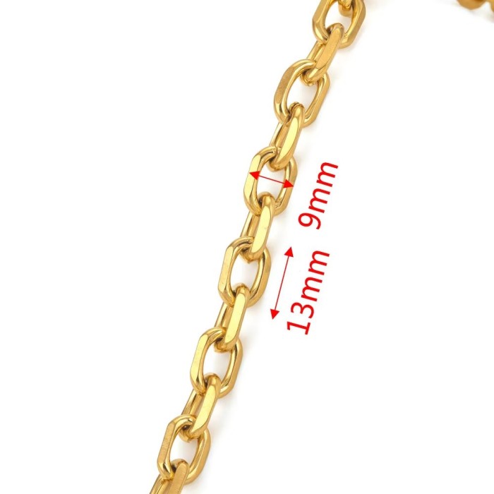 Stainless Steel PVD 18K Gold Plated Link Chain Big Rolo Cable Bulk Chains for Jewelry Making Necklace Bracelet Accessories