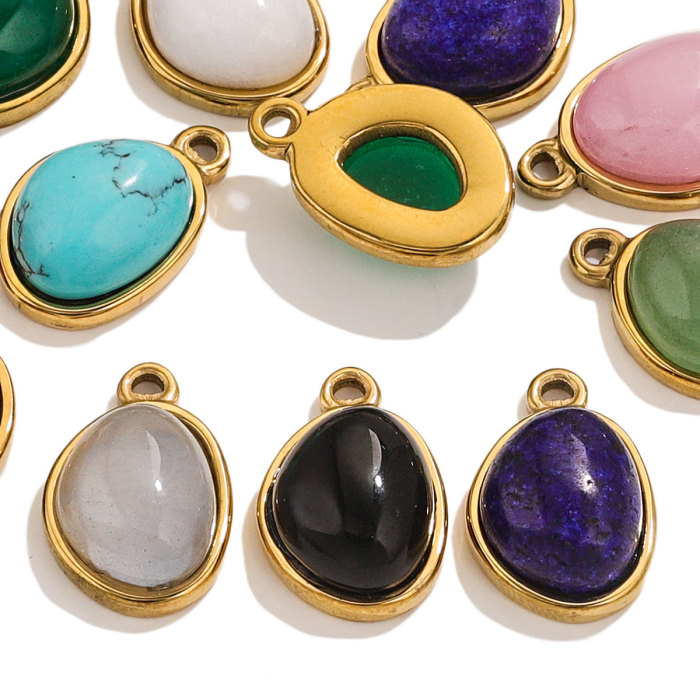 New 18K Gold Plated Natural Stone Waterdrop Charms DIY for Pendant Necklace Earrings Jewelry Findings Accessories