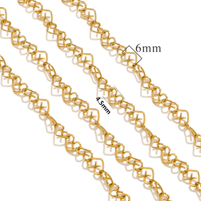 Stainless Steel Chains 4mm Love Heart Chain for Jewelry Making DIY Gold Color Bracelet Necklace Chain Accessories