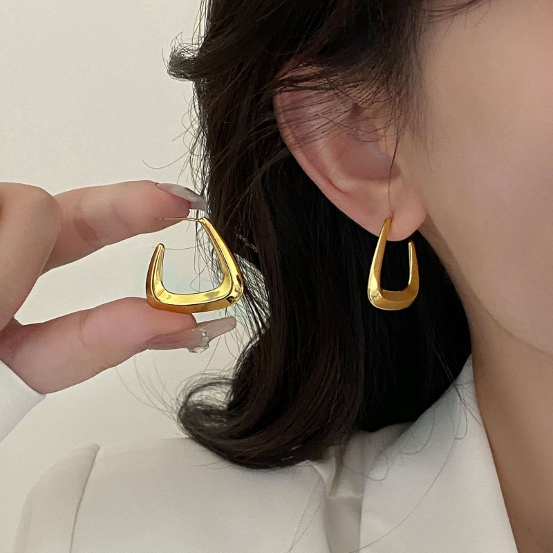 Elegant Personalized Geometric U-shaped Hoop Earrings Women's Simple Irregular Earring Daily Jewelry