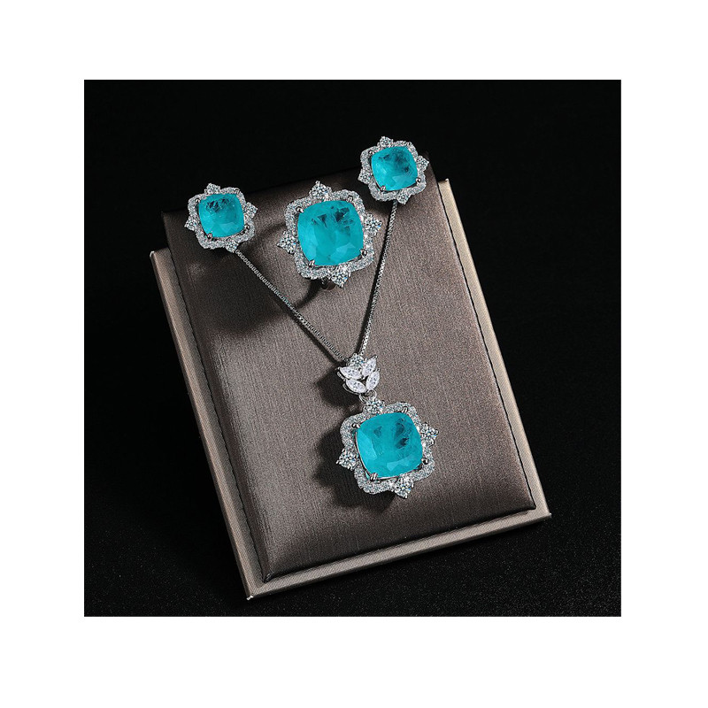 Luxury Women Necklaces Set High Quality Gem Necklace Earring Ring Jewelry for Women Wedding Birthday Gifts