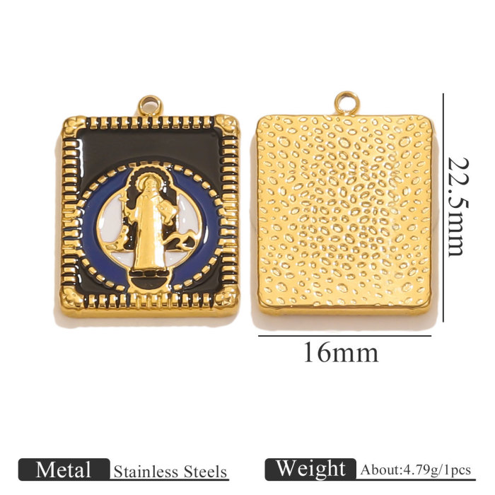 Gold Enamel Charms Stainless Steel Embossed Jesus Christ Pendants Necklaces for DIY Fashion Jewelry Gifts Bracelet Supplies